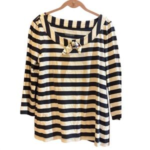 Talbot’s Sz Medium Ladies Navy Blue & White Striped Top